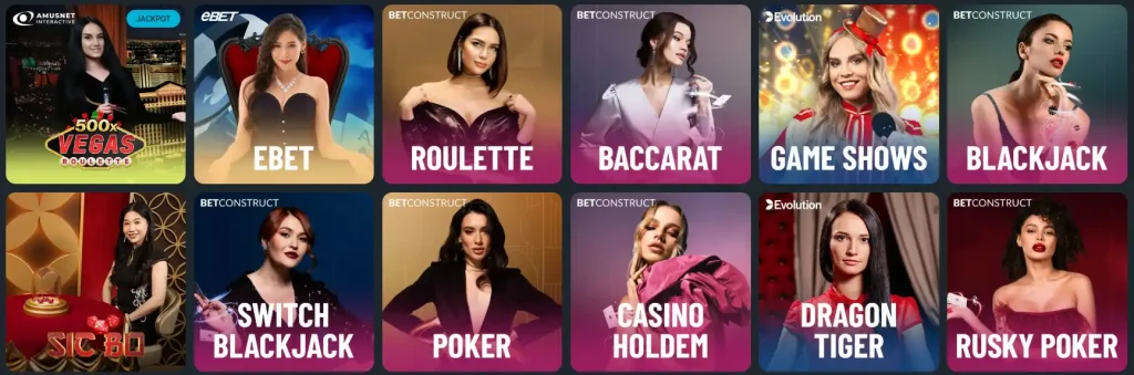 Hercules Casino jeux de casino en direct avec blackjack, roulette et baccarat